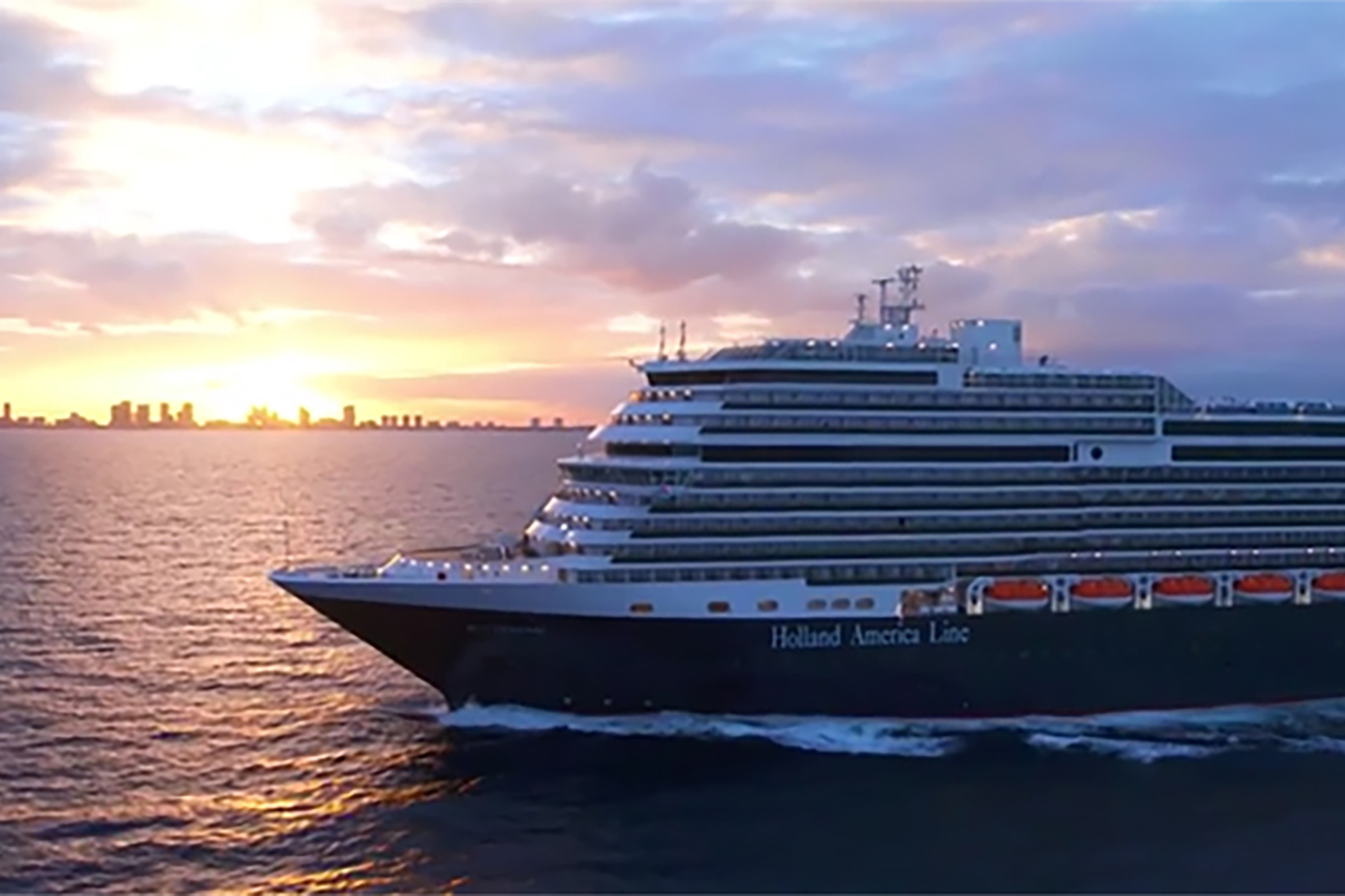 Play Video: Video of Holland America Line’s newest ship, Rotterdam, as she sails in Caribbean.