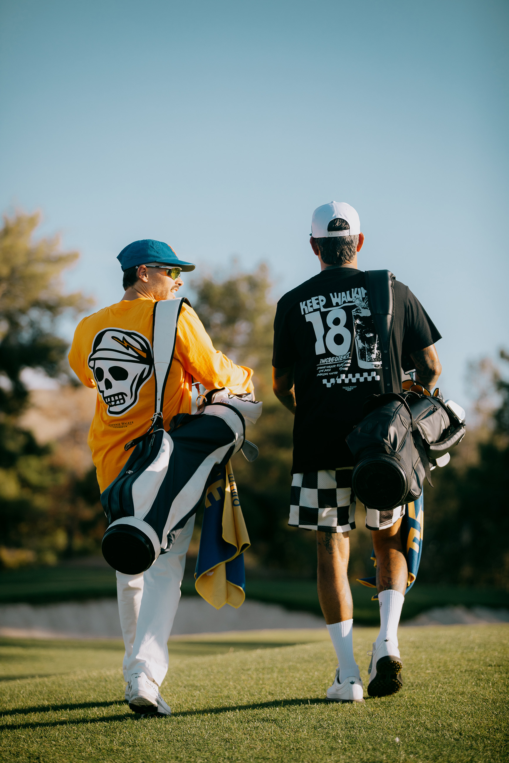 Johnnie Walker Golf Long Sleeve Tee and Keep Walking 18 Tee from the Johnnie Walker and Devereux Golf 'Keep Golfing' Collection