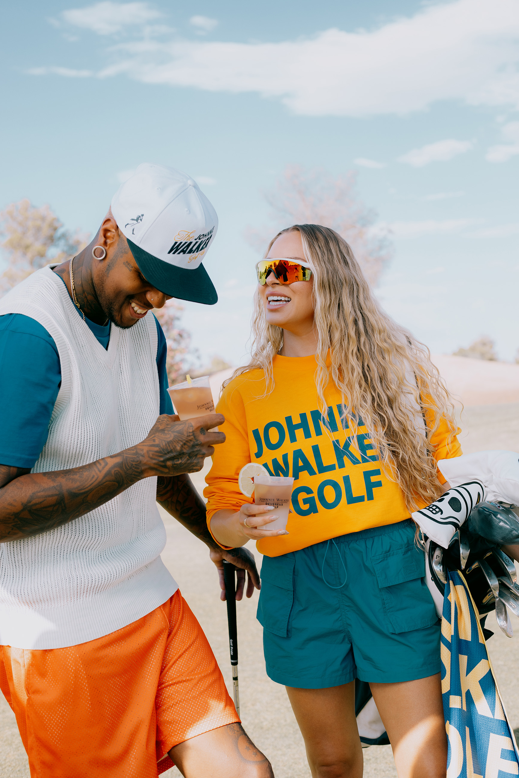 Johnnie Walker Golf Long Sleeve Tee and The Johnnie Walker Golf Club Hat from the Johnnie Walker and Devereux Golf 'Keep Golfing' Collection