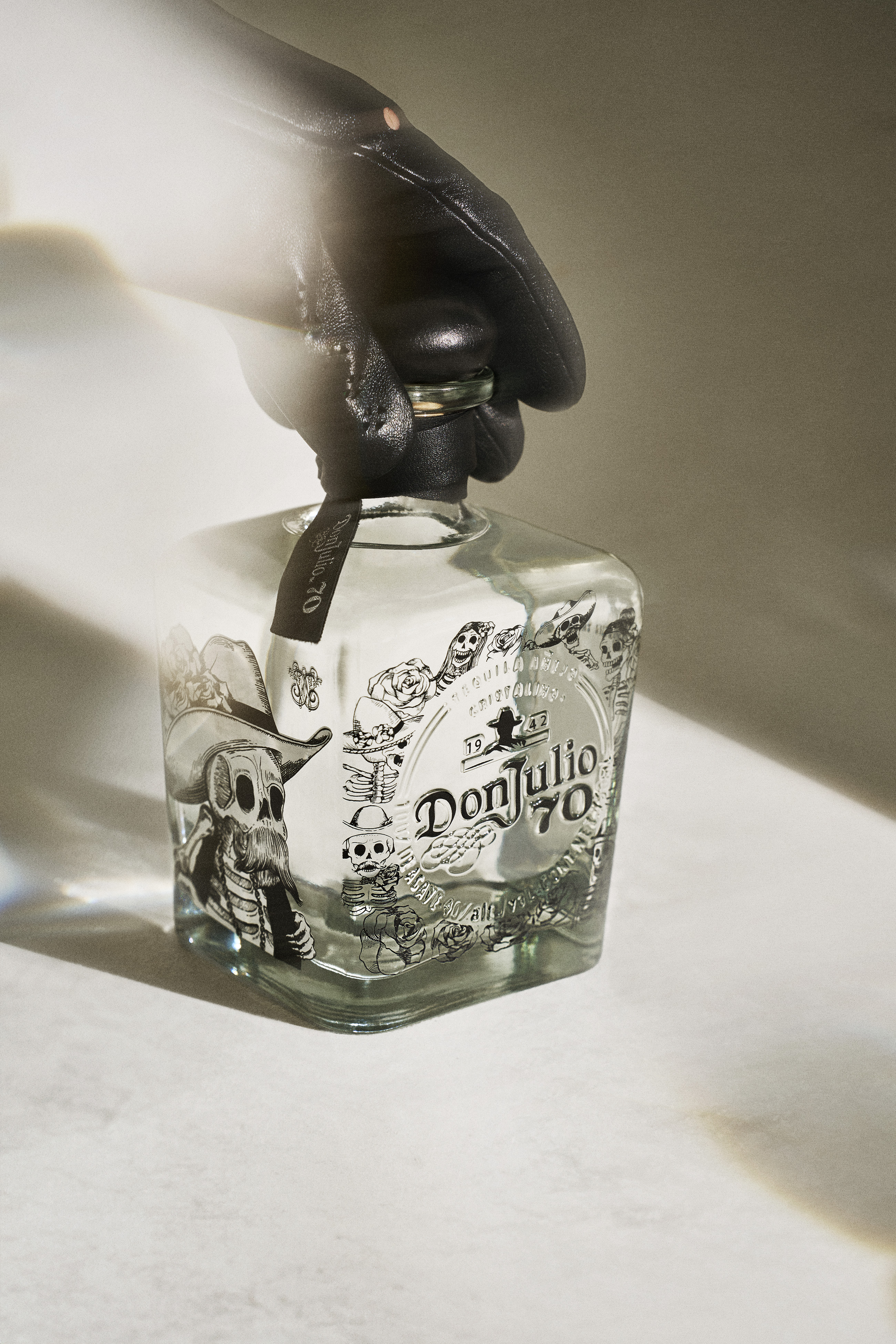 Chavarria brings his unique vision to the Tequila Don Julio 70 Añejo Cristalino Artist Edition bottle with meticulously crafted designs.