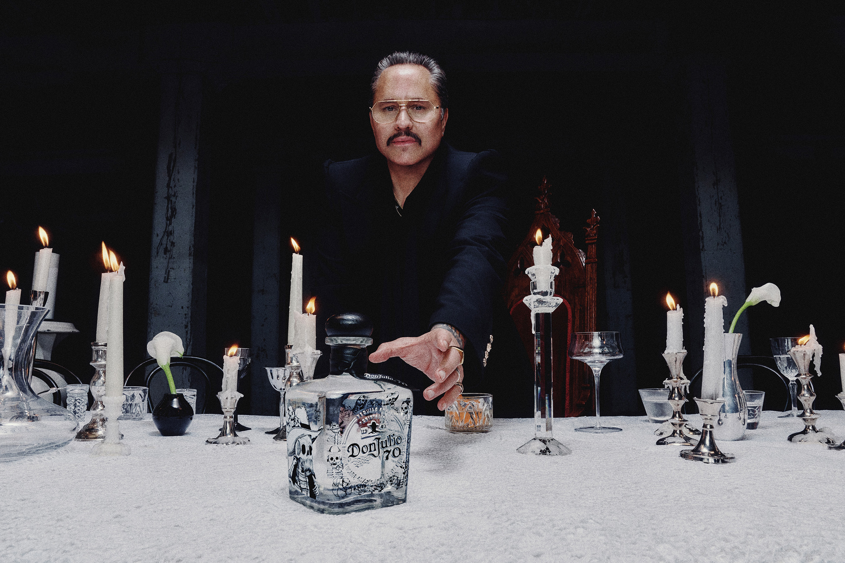 Tequila Don Julio and Willy Chavarria collaborate to release the Tequila Don Julio 70 Añejo Cristalino Artist Edition bottle.